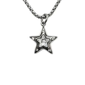 silver rhinestone star necklace handmade glass stainless steel waterproof grunge